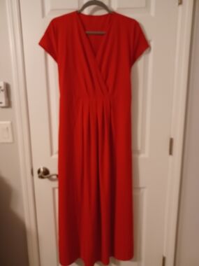 Halara Wrap-Style Midi Dress Red